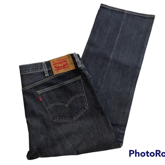Levi's Other - Levis 501 Classic Straight Leg Mens Jeans Button Fly Black Wash Size 44x30 (28)